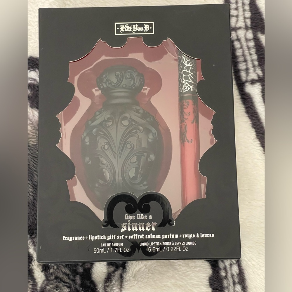 RARE Kat Von D Live Like a Sinner Fragrance and Lipstick Gift Set